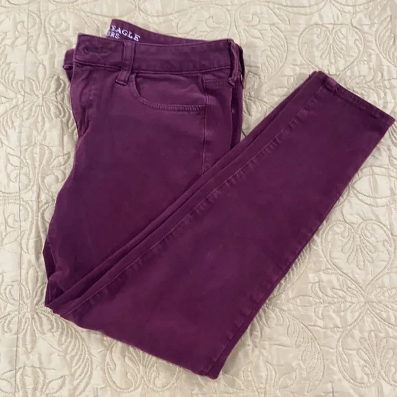 Burgundy American Eagle Skinny Jeggings - Picture 1 of 6